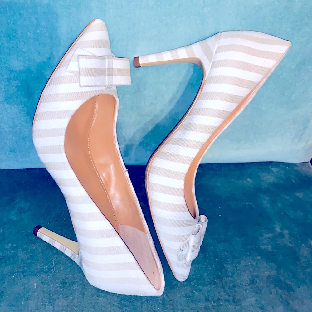 J.Crew striped pointy bow heels dress pumps
